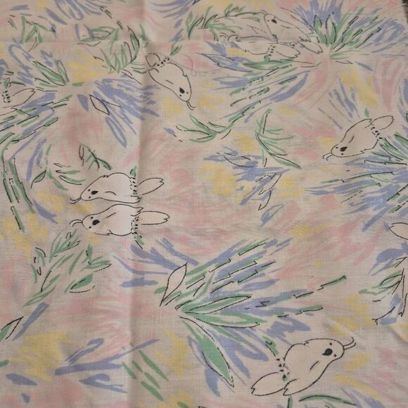Fabric, White & Pastel Colors Cockateil Birds Cotton 45" wide x 1/3 yd - Picture 6 of 6